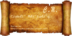 Czakó Mátyás névjegykártya
